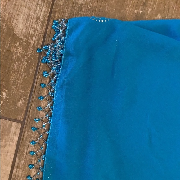 Surface Blue Beaded Rhinestone Scarf - Picture 4 of 9